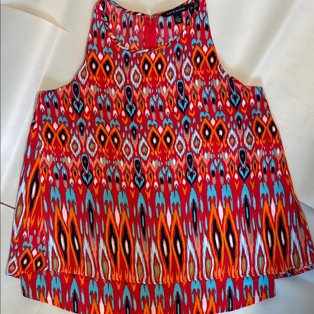Zac & Rachel Red, Turquoise & Orange sleeveless blouse